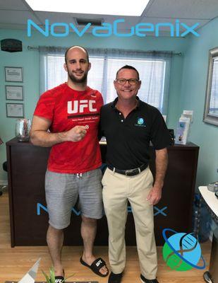 Treating UFC star Volkan Oezdemir with PRP therapy before his big title fight at UFC 220 in Boston.