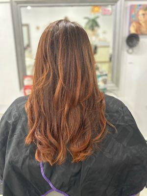 Coppery fall refresh and blowout.