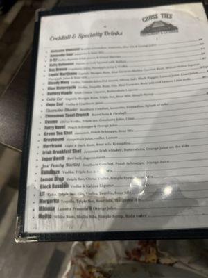 Drink menu