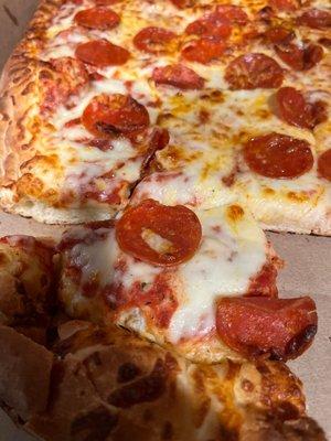 Giant pepperoni pizza