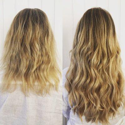 Hair extensions with beach wave .