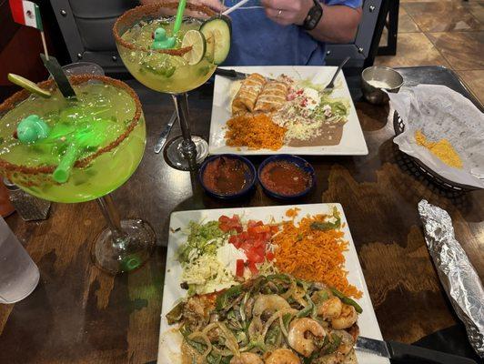 Tequila Chicken, Shrimp  Chimichangas & Spicy Cuervo Margaritas