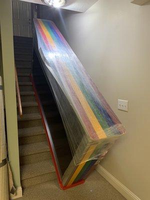 Our full size air hockey table, left stuck on our steps by an unnamed moving company.