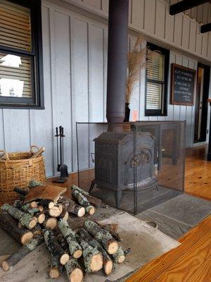 Wood burning stove to keep things warm