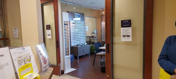 Elgut Eye Center has an optical section included in the office. This is the photo of it along with the front desk.