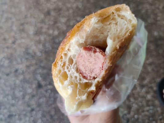 Inside of the sausage pastry