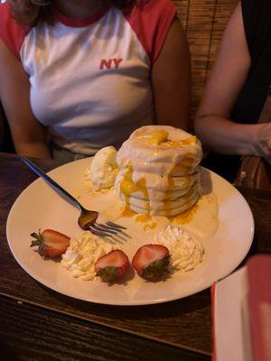 Passion Fruit Pancake with Lemon Honey Ice Cream