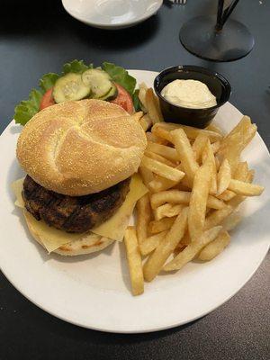 Lamb burger with frites