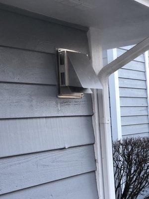 Outside vent meticulously installed