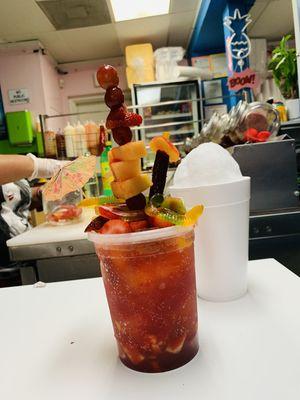 Rusa it has mix fruit, mineral water, chamoy, squirt, and much more stuff come in and try it .