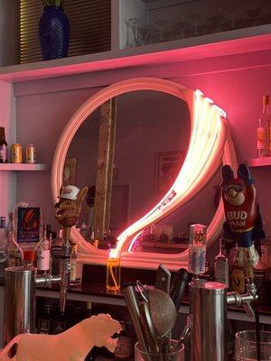 Mirror behind the bar