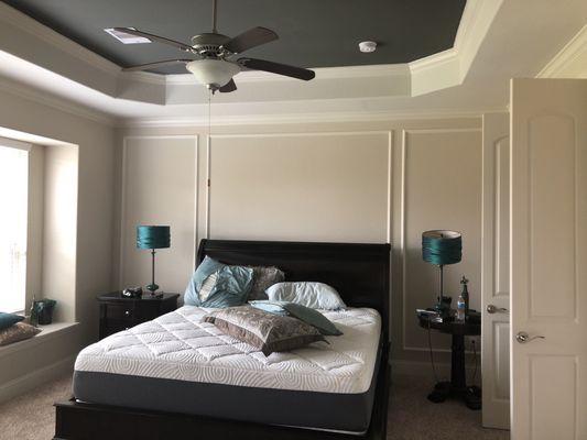 Painted ceiling and trim in Master