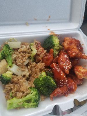 Sesame chicken with vegetable rice