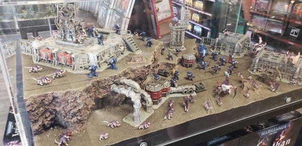 Warhammer 40k Leviathan set diorama of the battle between Space Marines and Tyranids.