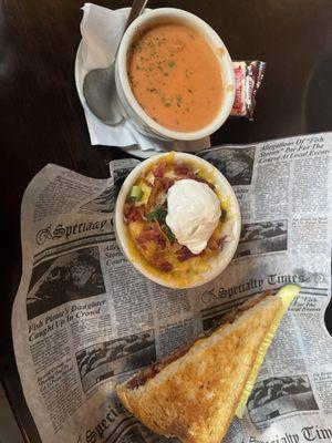 Half soup sandwhich and loaded mash