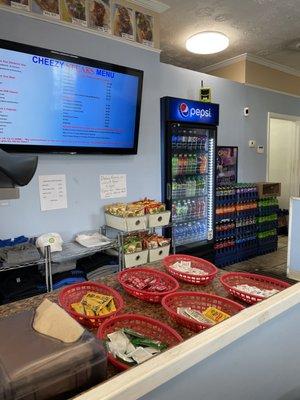 Menu with drink and chip selection