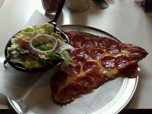 Pizza, salad, and drink for $5.50. delicious!