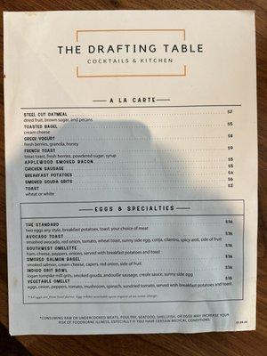 Breakfast menu