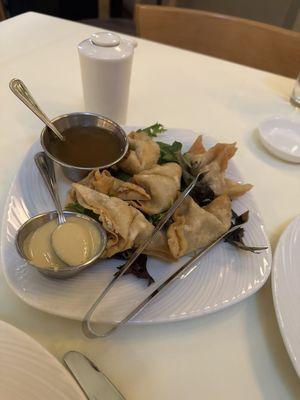 Appetizer ( Crab Rangoon) Accompanied with duck sauce and wasabi sauce?