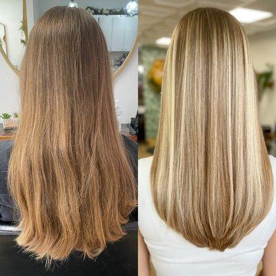 Blonde highlights on brown hair