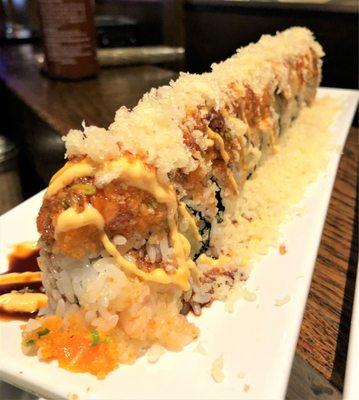 Spicy Girl Roll is one of our large house rolls on our sushi menu.