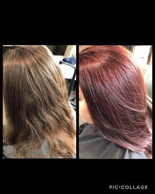 Virgin brown hair to red!