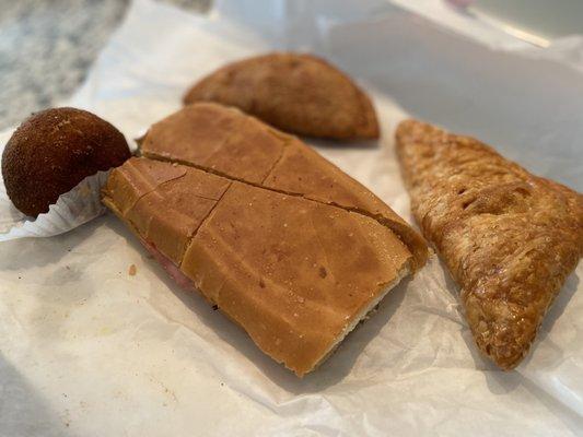 Papa Rellena, Cubano, Chicken Empanada, Guava & Cheese Pastelitos