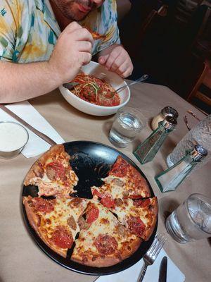 Pizza and spaghetti