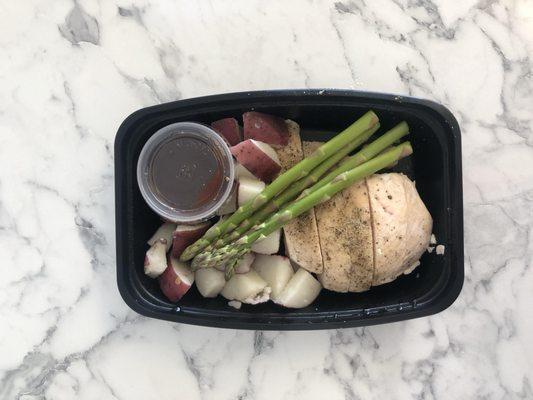 BBQ Chicken w/ Red potatoes and Asparagus