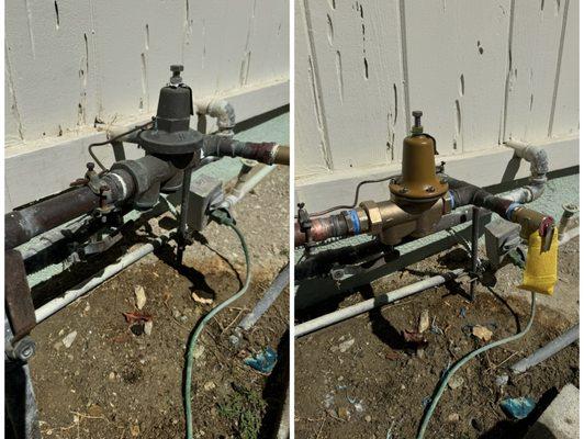 Before & after. Water pressure regulator.