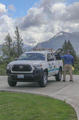 Service Truck Near Mountains