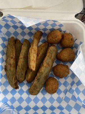 Fried Pickles and Hushpuppies