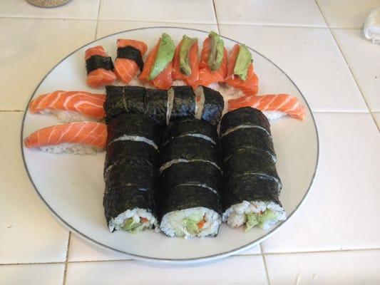 Salmon and tuna Sushi.