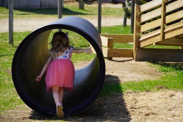 Kids at play- Enjoy the barnyard fun park where we have Barnyard  Basketball, an old fire truck, schools, the roller slide and more!