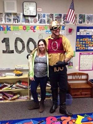 Brian dressed as zero the hero to celebrate the first 100 days of school! More of a celebration for the parents surviving.