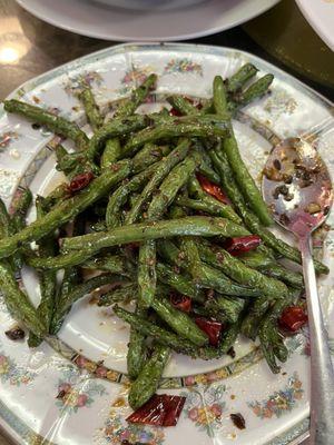 Partially eaten fried string bean