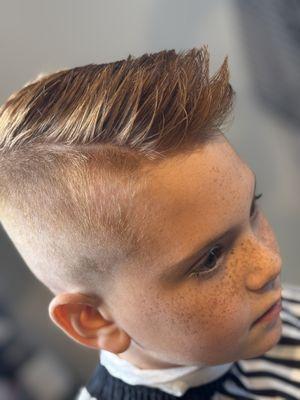 High fade with hard part