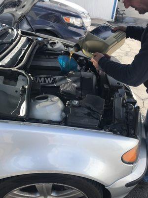 Oil refill on my 2003 BMW.