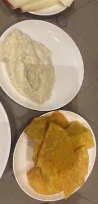 Green chili Chicken dip & seasoned tortillas