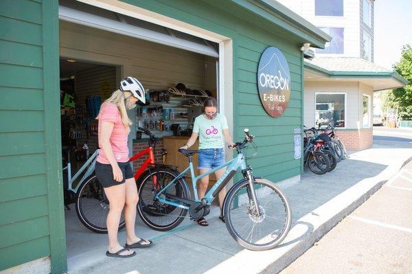 We recognize that finding the right bike might involve testing a few! Our location is perfect for e-bike demo rides and rental adventures.