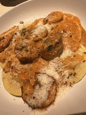 Lobster ravioli with a shrimp and scallops