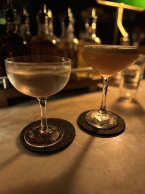 A Vesper martini and Newburgh Sour