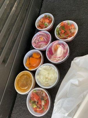 Free condiments from the self-serve table. The pico de gallo, pickled carrots and pickled red onions are my favorite!