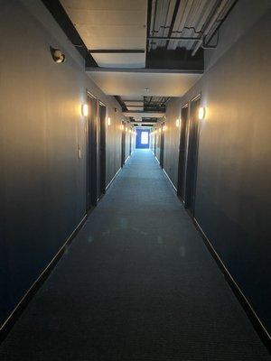 Dark blue hallway