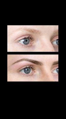 Picture sample of eyes brow tinting last up to 2-3 weeks. No need to draw every morning.