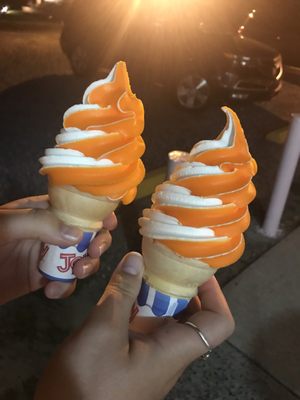 Small creamsicle custard in a cone