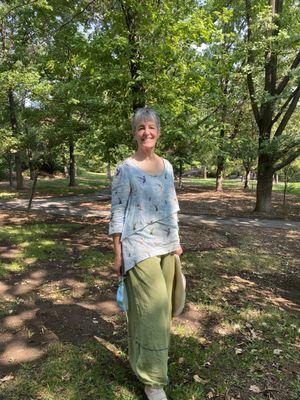 Here is the beautiful hummingbird shirt as I am wearing it. Thanks, Nancy!