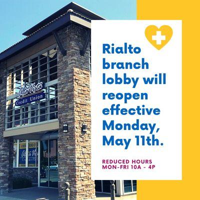 Reopening with reduced hours effective Monday, May 11th.