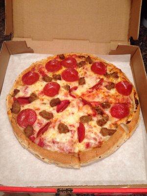 Medium pepperoni and sausage