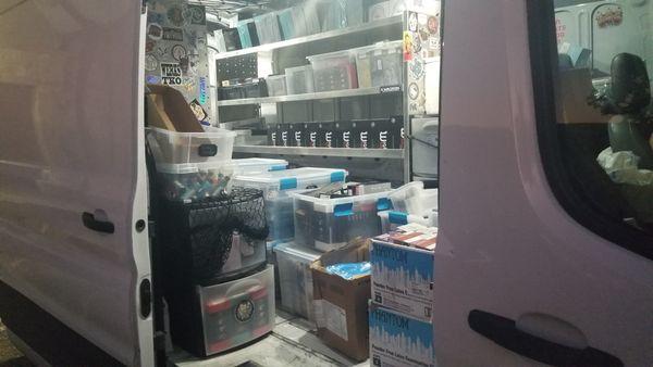 Delivery Van all packed up for Killeen Tattoo convention.